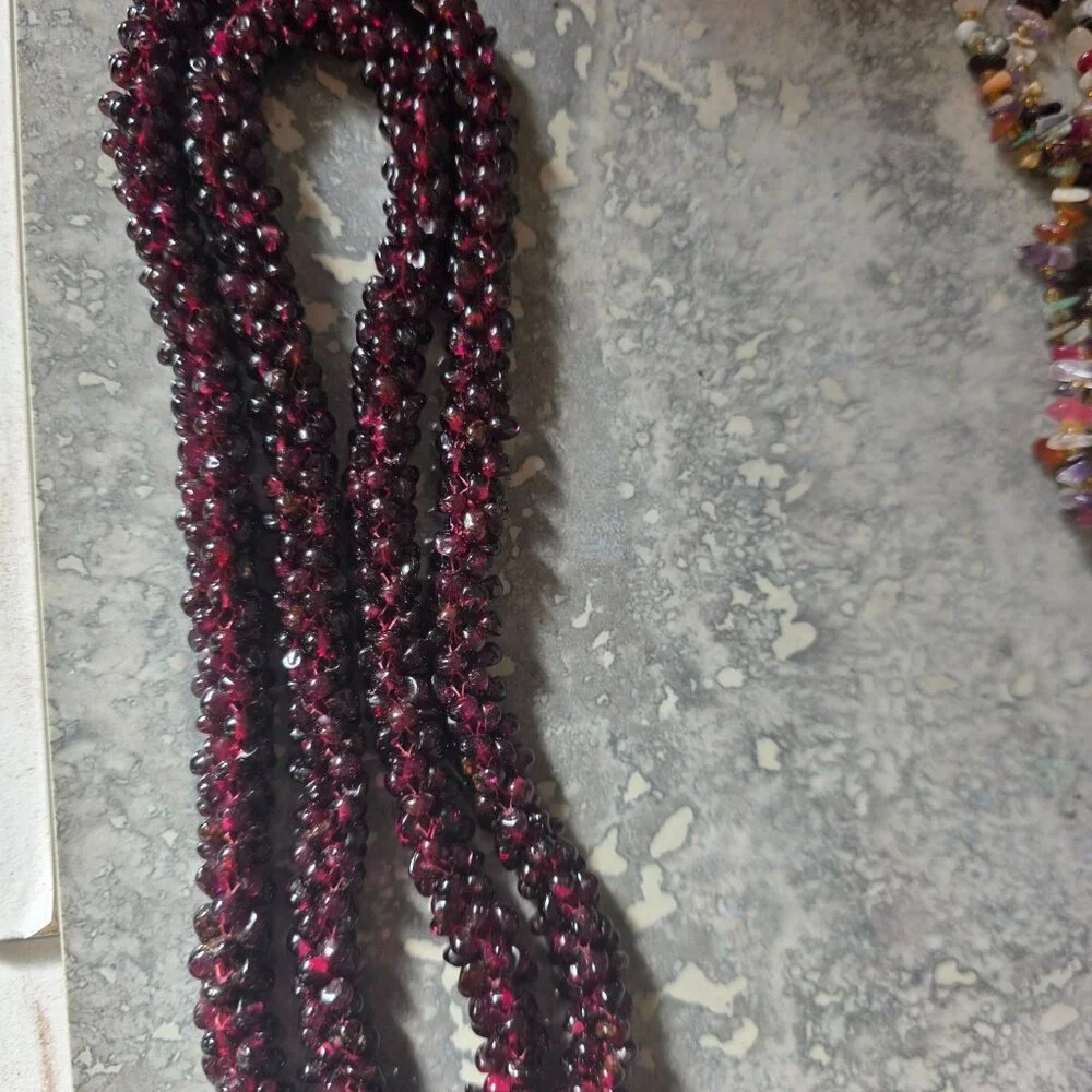 Black‎ Cherry Garnet Beaded Long Necklace 30